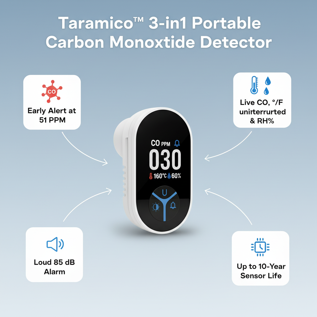 Taramico™ Portable 3 in 1 Carbon Monoxide Detector